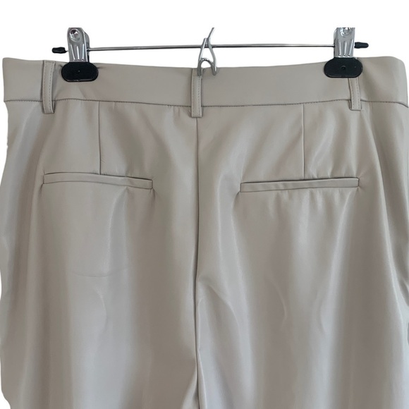 House of Harlow 1960 High Rise Cream Vegan Leather Wide Straight Leg Pants Sz 12 - Picture 8 of 11